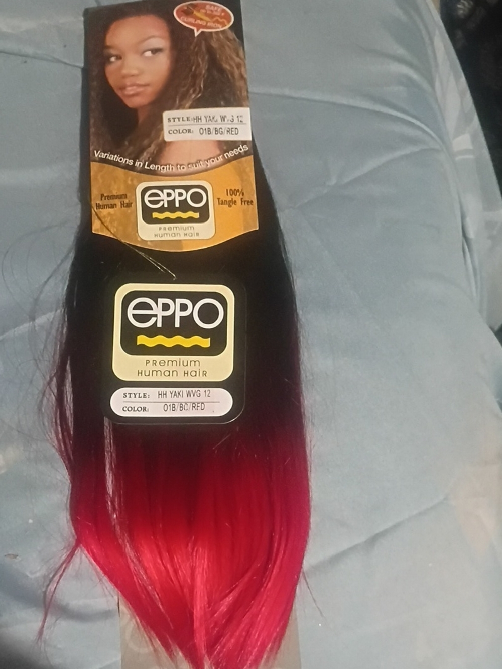Oppo Premium Human Hair Weft - Black to Bright Red Ombre